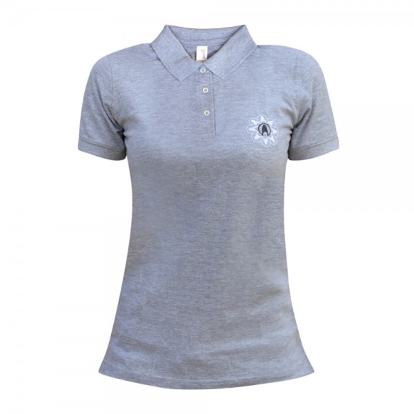 Poloshirt Damen grau, mit abc nailstore-Logo, Kurzarm, Gr. S
